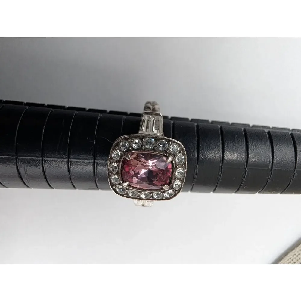Brighton Elegant Pink Cushion Cut Halo Ring Size 7 Fashion Jewelry